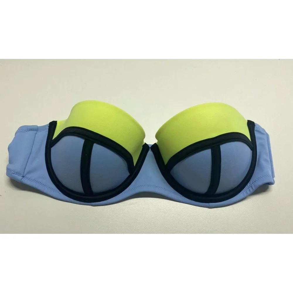 Victoria's Secret Strapless Bandeau in Light Blue and Neon Yellow